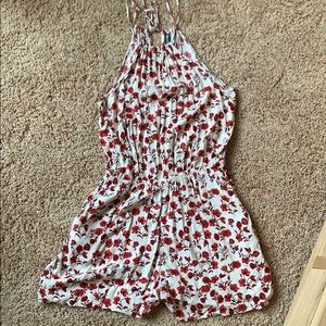High neck floral romper